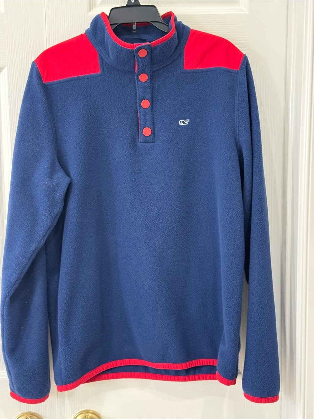 Vineyard Vines Navy Snap Up Fleece with Red Accents